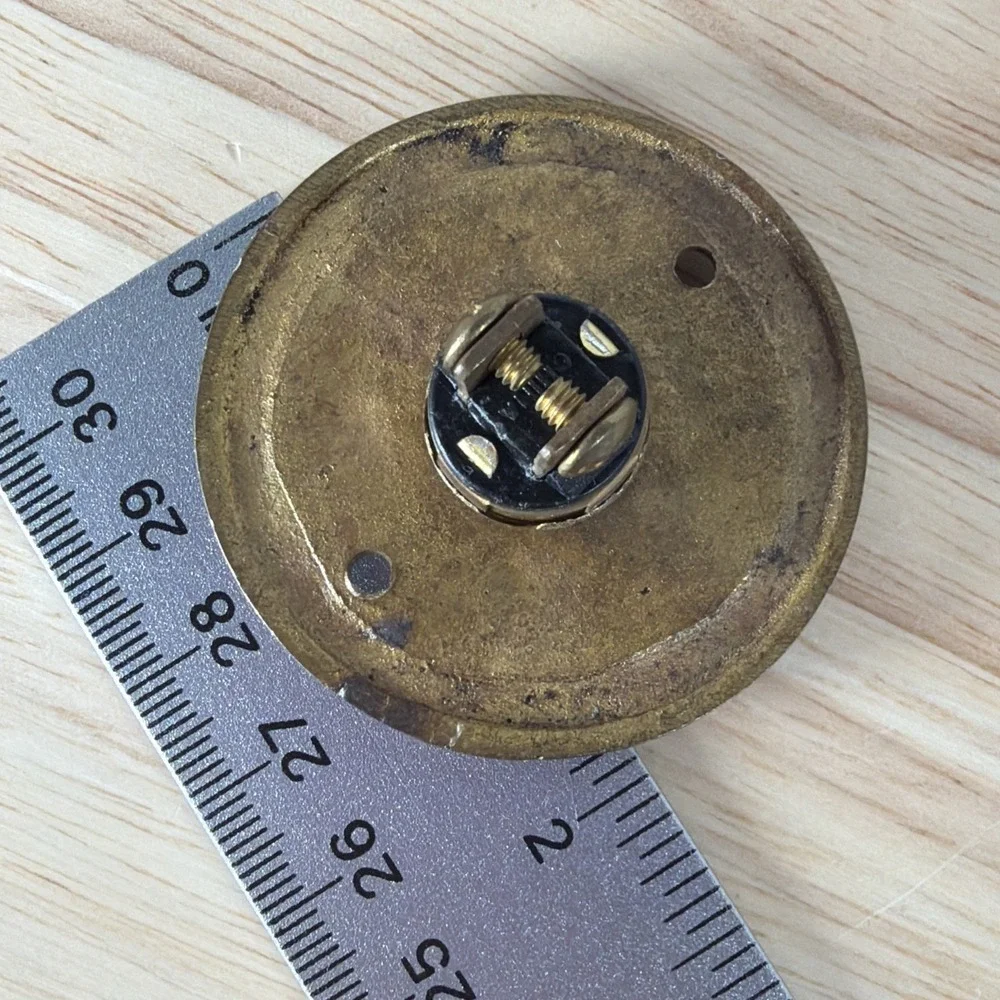 Vintage Brass Doorbell Ring Push-Button Crown Tulip Floral Design